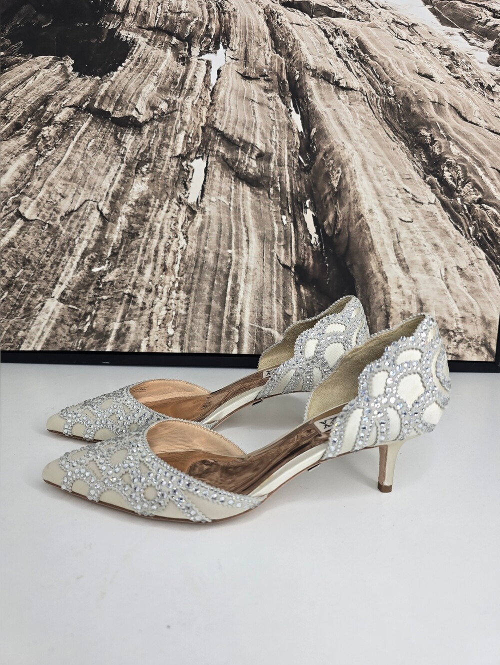 Badgley Mischka Ivory Ginny Rhinestone Pumps Sz 7